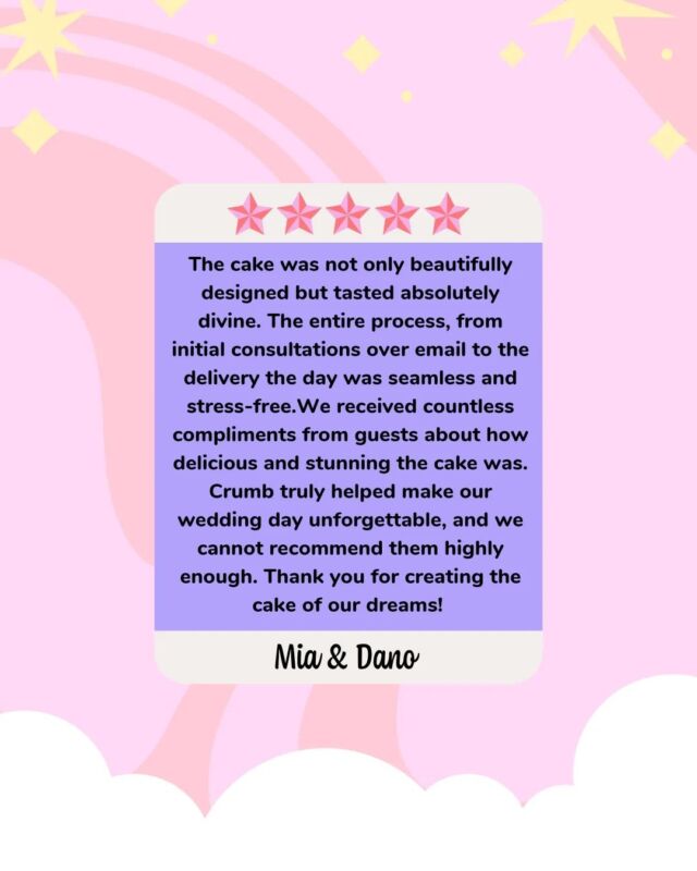 A few lovely extracts from the review Mia & Dano left on our Google page after making their wedding cake for them.We can't thank you enough for this incredible review guys, and we LOVED making your cake for you! Thank you for entrusting us with such an important task!A huge thank you to @cathe_photography for these beautiful pics ...#crumb #crumbcakessa #cakeme #crumbcakes #cakestagram #cakesofinstagram
