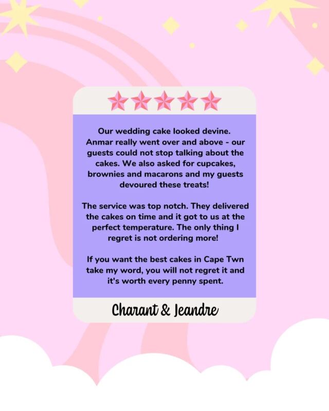 Charant and Jeandre sent me the most incredible email after their wedding weekend, and WOW, their email and Google review that they left for us just means SO MUCH to me. ...This wedding order was one of if not the biggest order we've ever done for a wedding, and I'm so appreciative of this couple for making us a part of their special day. We created their main wedding cake, 14 separate cakes (one for each table at the wedding!), plus a selection of macarons, brownies and cupcakes for the dessert station. Charant & Jeandre ... THANK YOU!!! 💕 ...#review #crumb #crumbcakes #cakeme #cake #cakes #cakestagram #cakesofinstagram